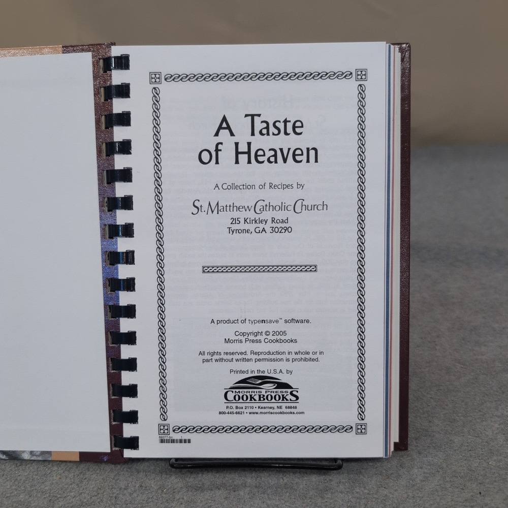 A Taste of Heaven St Matthew Catholic Church Cookbook Tyrone GA 2005 Spiralbound - Picture 2 of 2